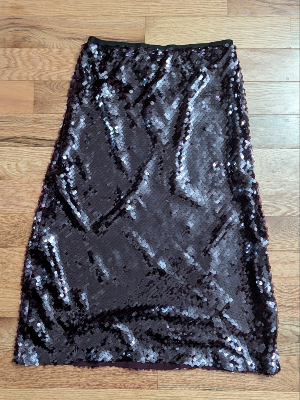 NWT Banana Republic Sequin Midi Skirt Sz 8 Plum Purple Burgundy Vino Rosso - Picture 4 of 7